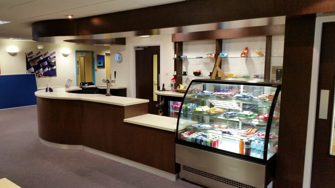 Shop Counter with solid surface worktop for Primerose Community Centre